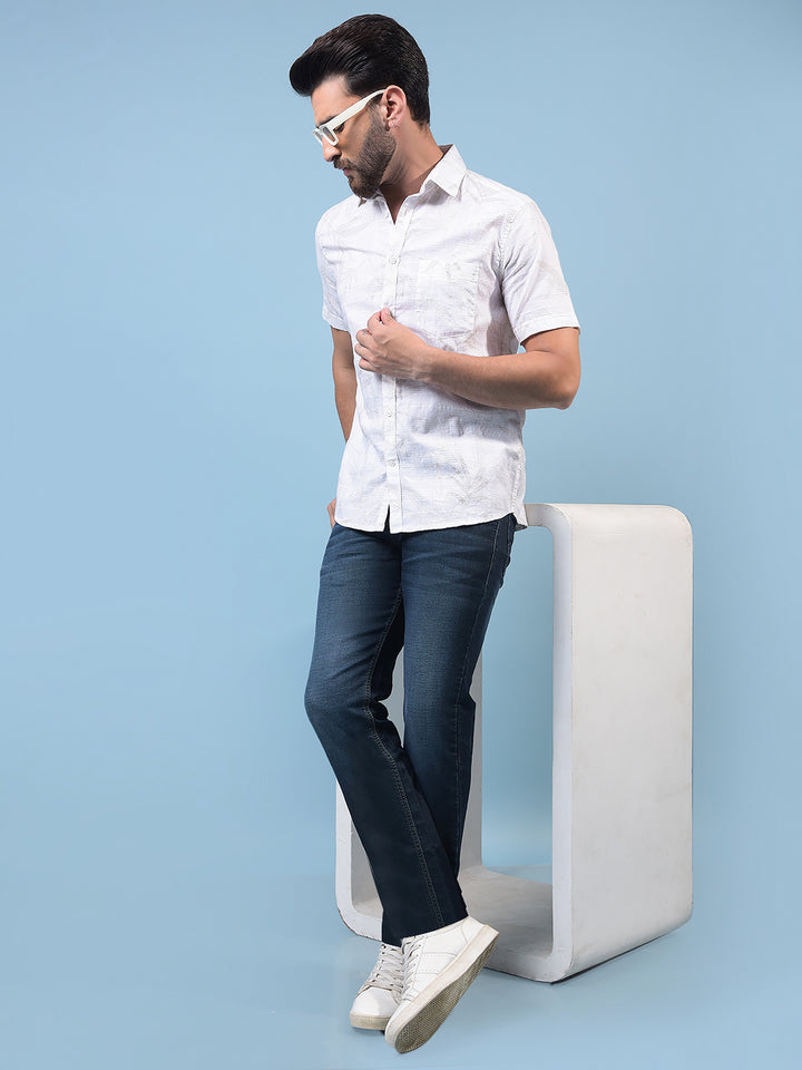 Men's Blue Straight Jeans-Men Jeans-Crimsoune Club