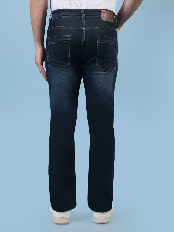 Men's Blue Straight Jeans-Men Jeans-Crimsoune Club