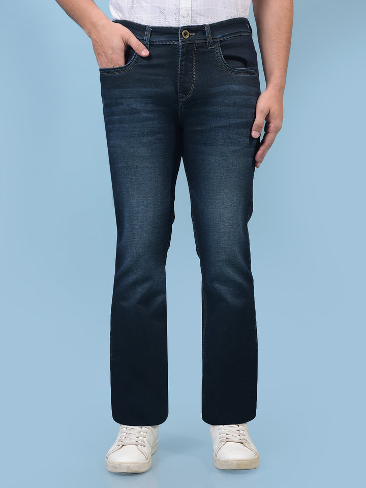 Men's Blue Straight Jeans-Men Jeans-Crimsoune Club