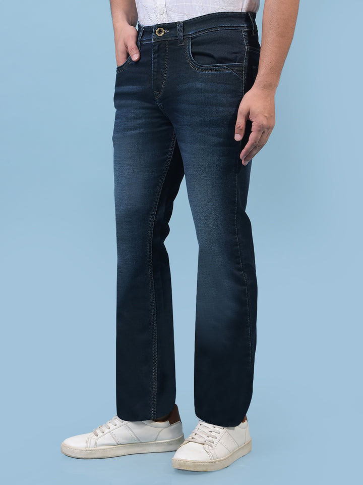 Men's Blue Straight Jeans-Men Jeans-Crimsoune Club