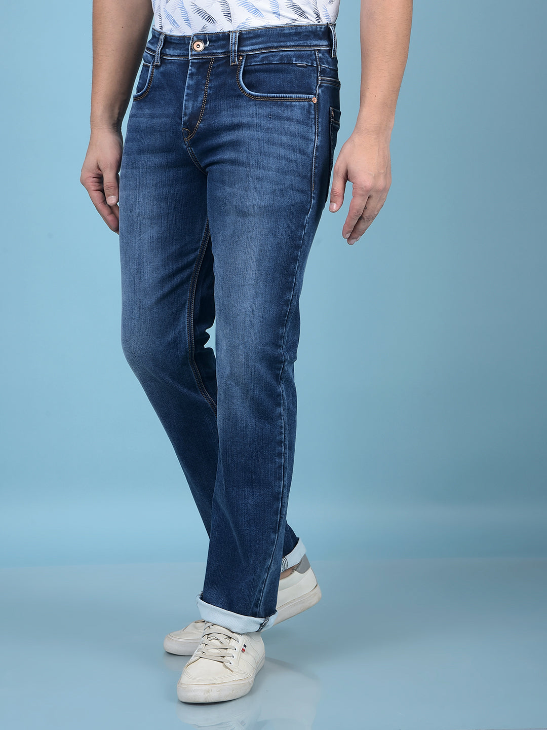 Blue Straight Jeans-Men Jeans-Crimsoune Club