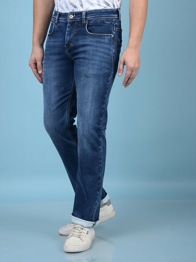 Blue Straight Jeans-Men Jeans-Crimsoune Club