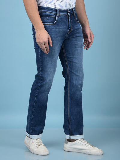Blue Straight Jeans-Men Jeans-Crimsoune Club