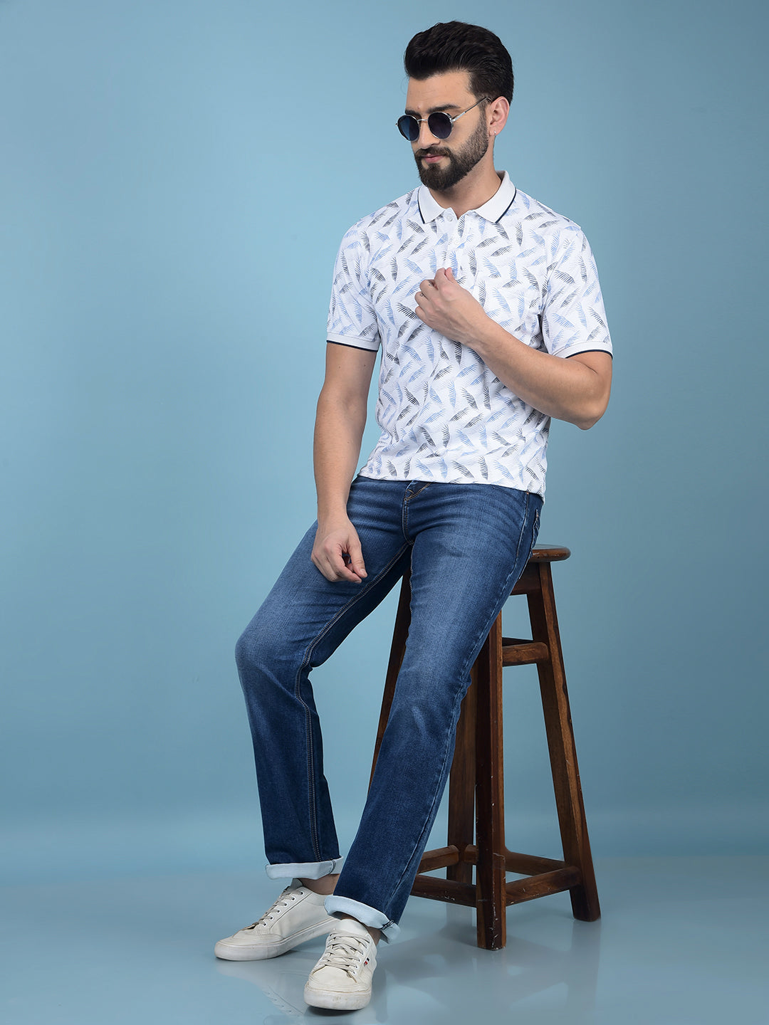 Blue Straight Jeans-Men Jeans-Crimsoune Club