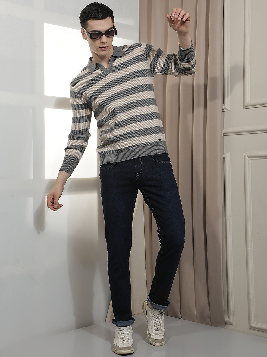 Blue Straight Jeans-Men Jeans-Crimsoune Club