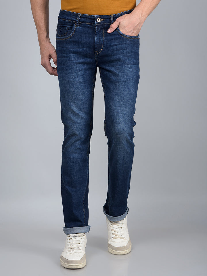 Blue Straight Jeans-Men Jeans-Crimsoune Club