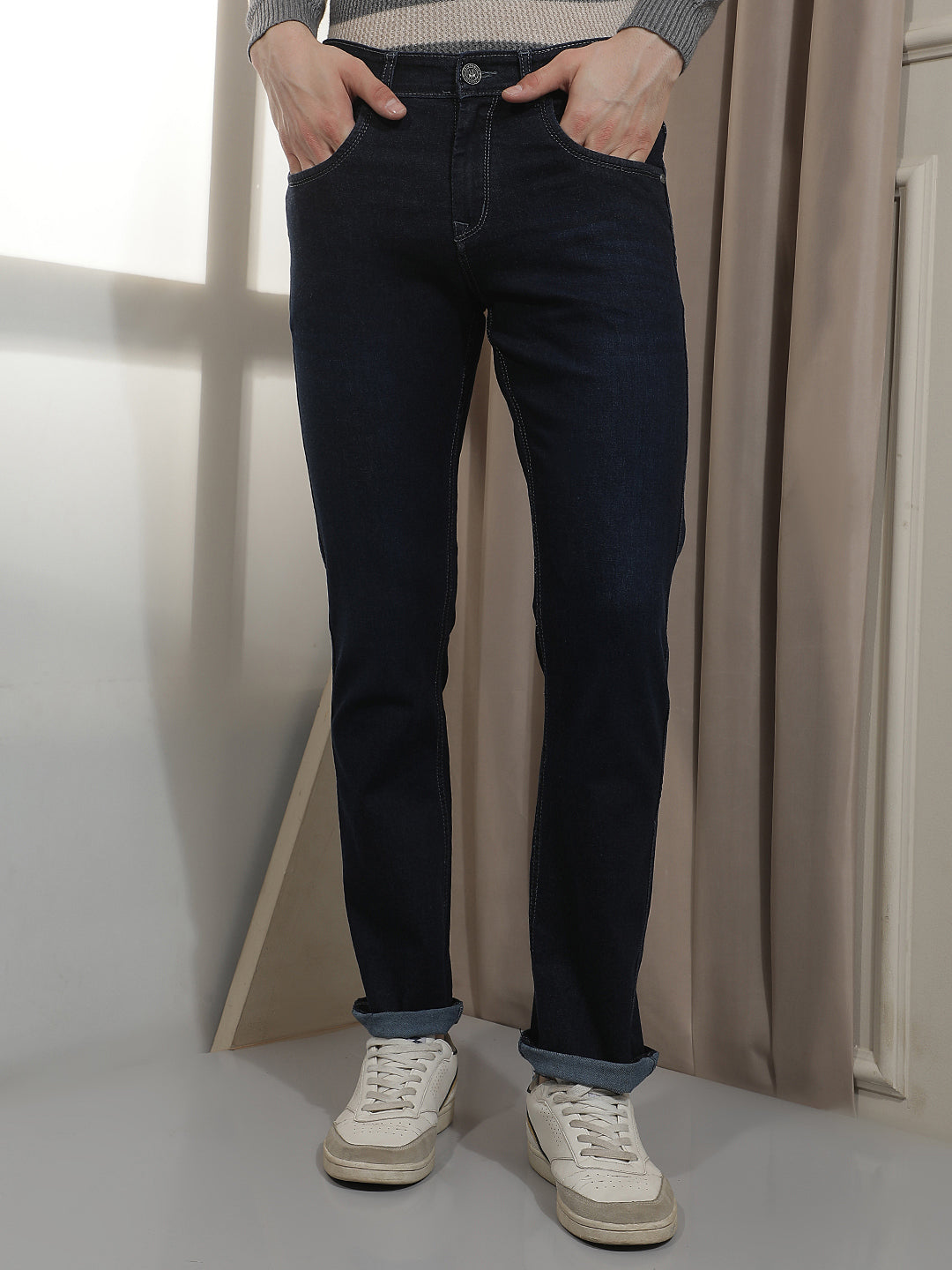 Blue Straight Jeans-Men Jeans-Crimsoune Club