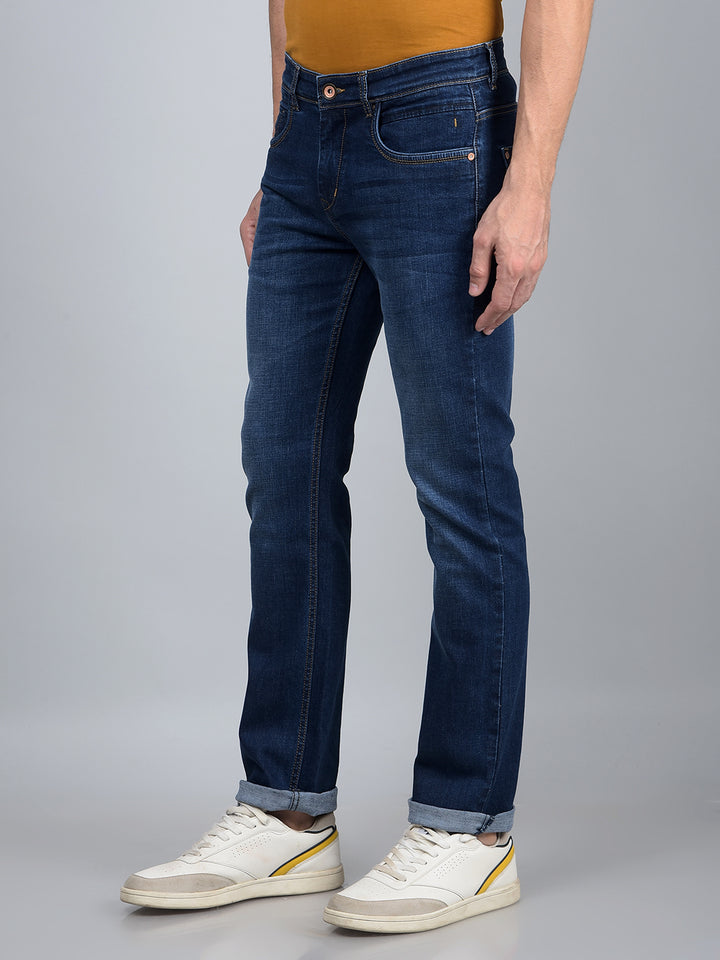 Blue Straight Jeans-Men Jeans-Crimsoune Club