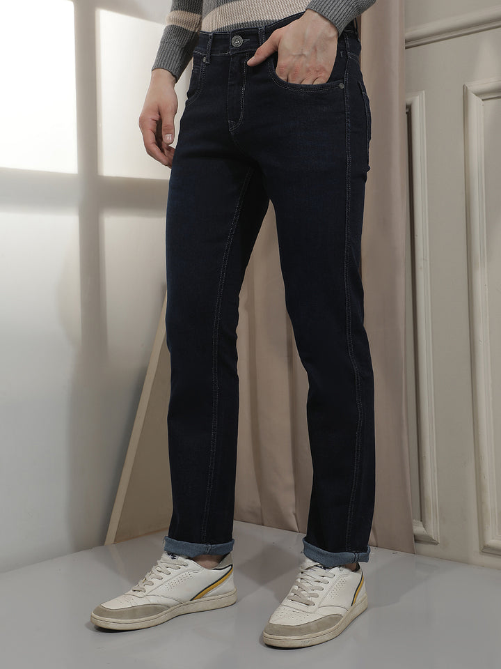 Blue Straight Jeans-Men Jeans-Crimsoune Club