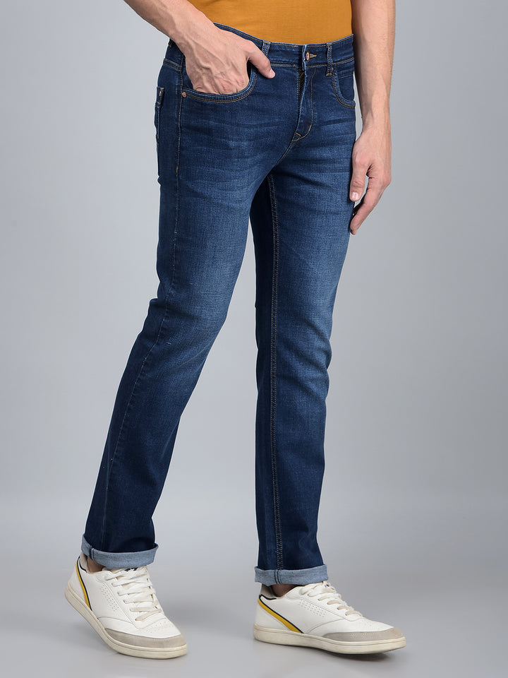 Blue Straight Jeans-Men Jeans-Crimsoune Club