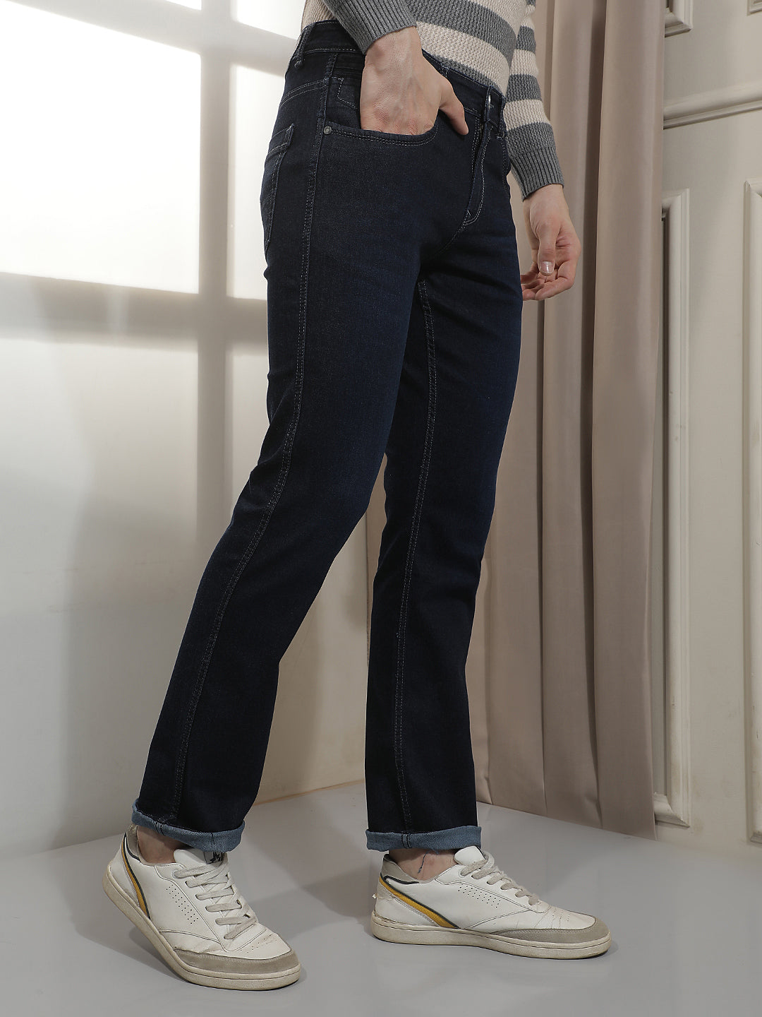 Blue Straight Jeans-Men Jeans-Crimsoune Club