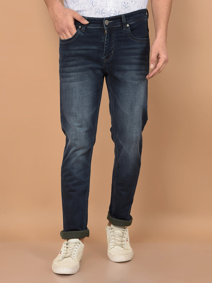 Navy Blue Skinny Jeans-Men Jeans-Crimsoune Club