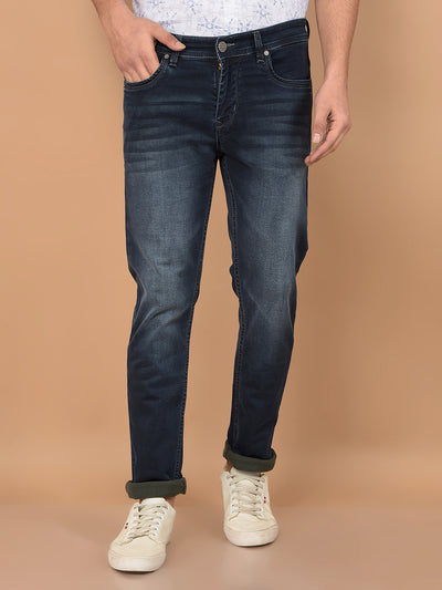Navy Blue Skinny Jeans-Men Jeans-Crimsoune Club