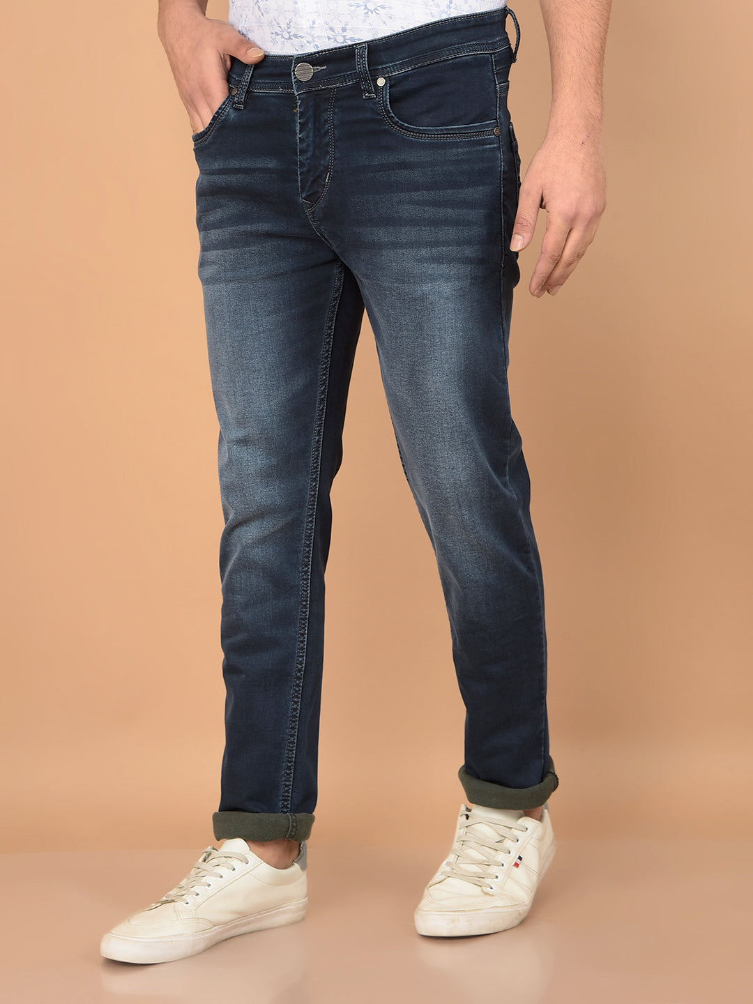 Navy Blue Skinny Jeans-Men Jeans-Crimsoune Club