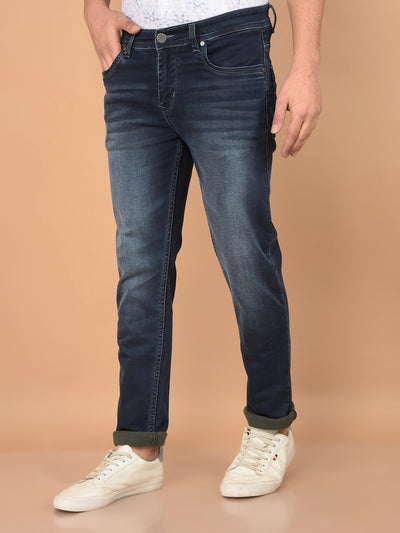 Navy Blue Skinny Jeans-Men Jeans-Crimsoune Club