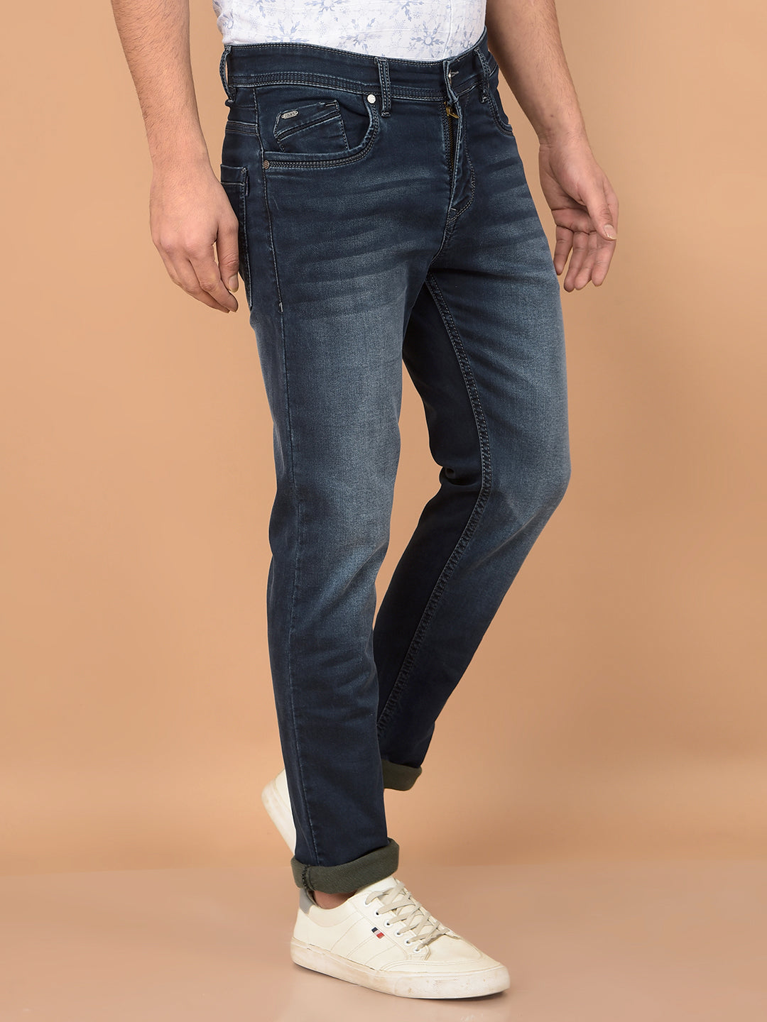 Navy Blue Skinny Jeans-Men Jeans-Crimsoune Club