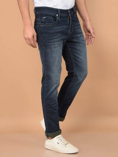 Navy Blue Skinny Jeans-Men Jeans-Crimsoune Club