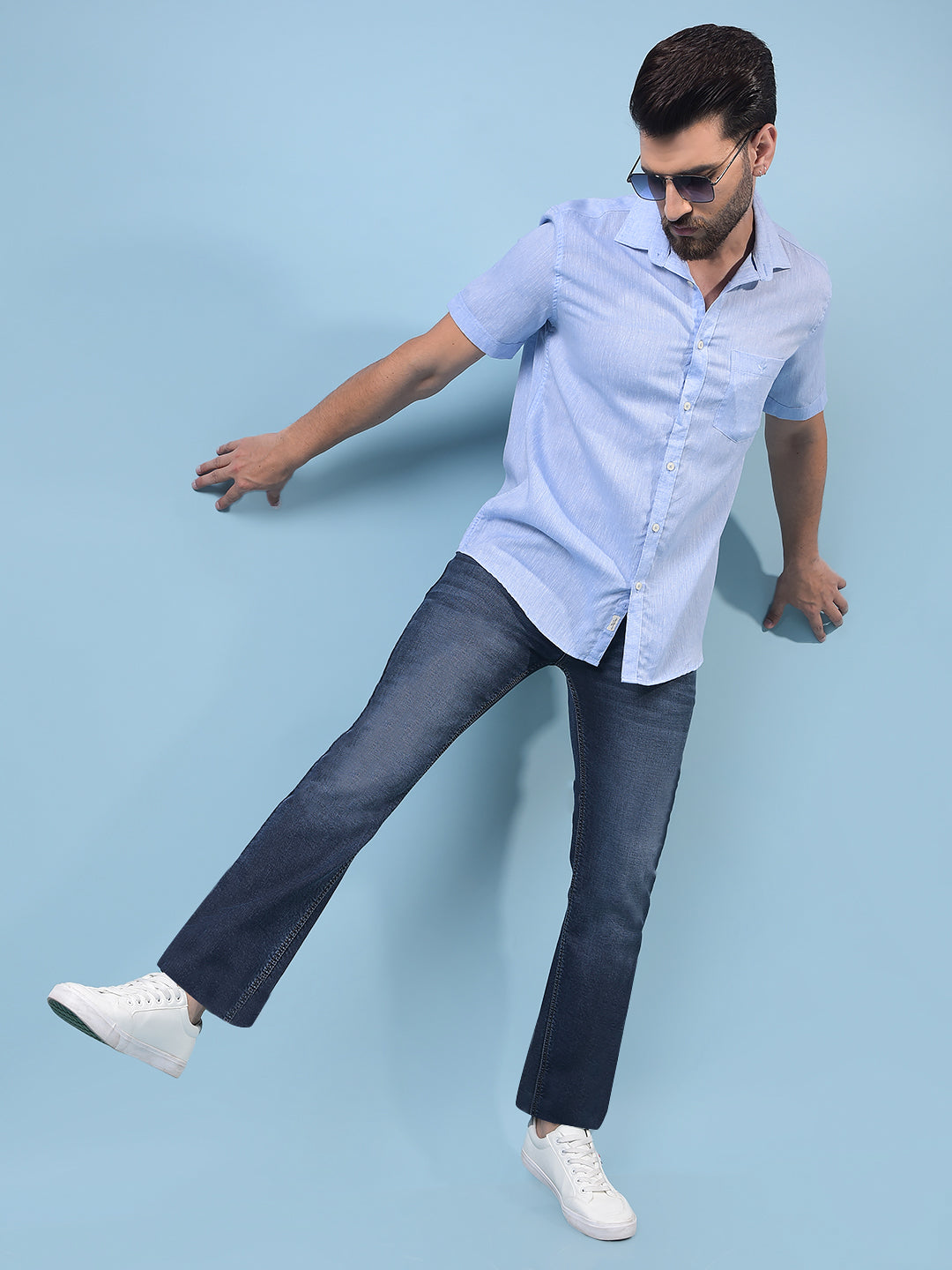 Men's Blue Straight Jeans-Men Jeans-Crimsoune Club