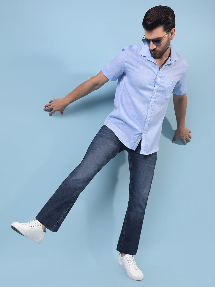 Men's Blue Straight Jeans-Men Jeans-Crimsoune Club