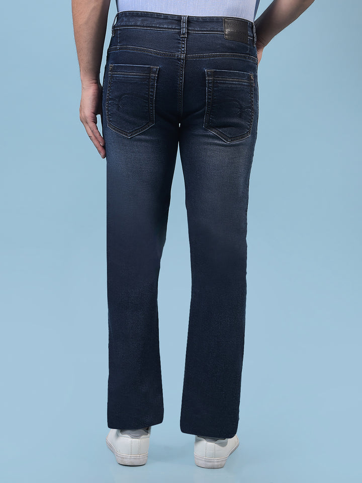 Men's Blue Straight Jeans-Men Jeans-Crimsoune Club