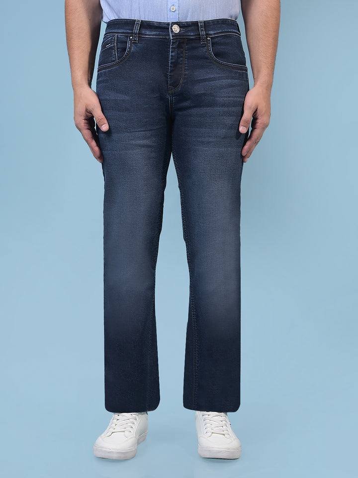 Men's Blue Straight Jeans-Men Jeans-Crimsoune Club