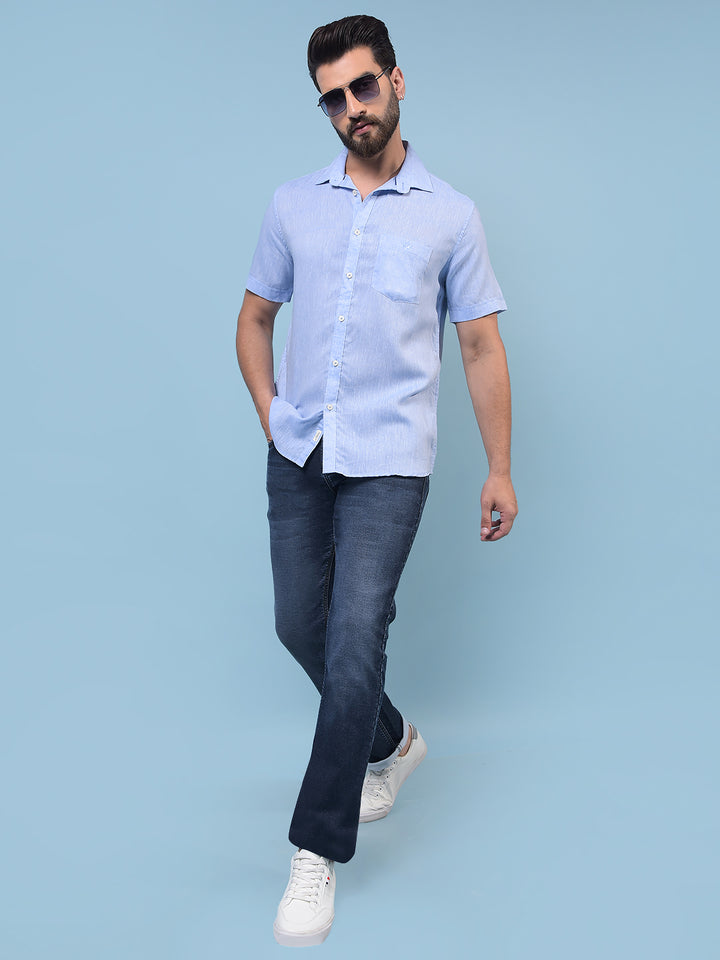 Men's Blue Straight Jeans-Men Jeans-Crimsoune Club