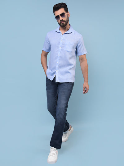 Men's Blue Straight Jeans-Men Jeans-Crimsoune Club