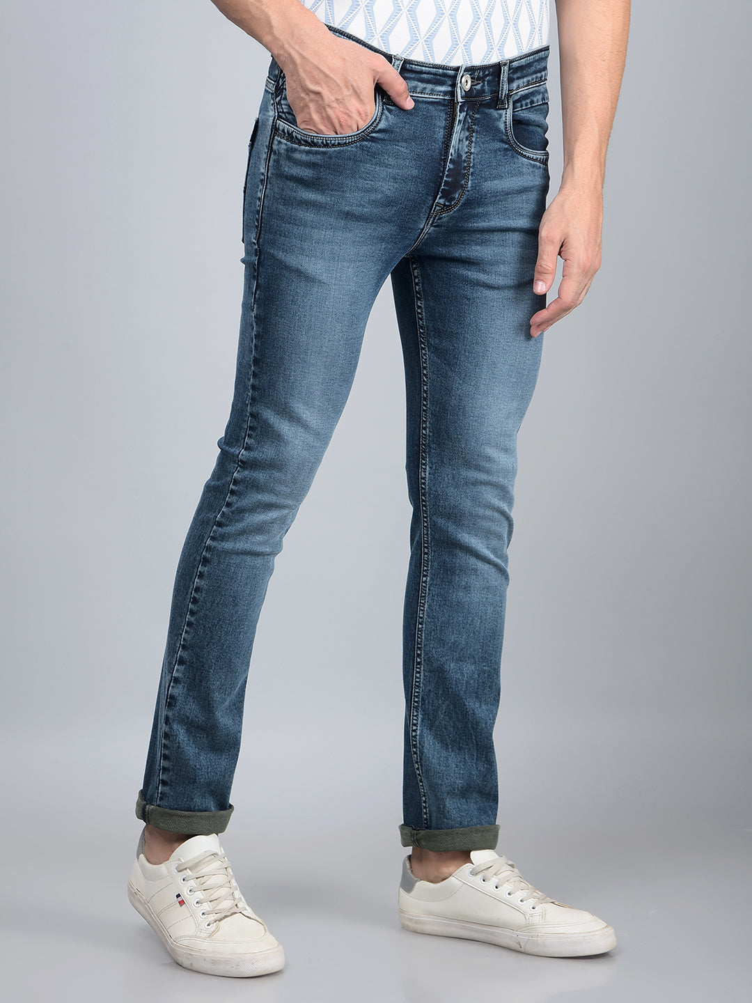 Blue Skinny Jeans-Men Jeans-Crimsoune Club