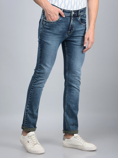 Blue Skinny Jeans-Men Jeans-Crimsoune Club