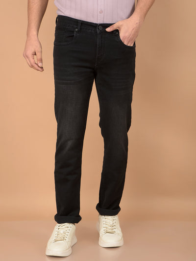 Black Straight Jeans-Men Jeans-Crimsoune Club