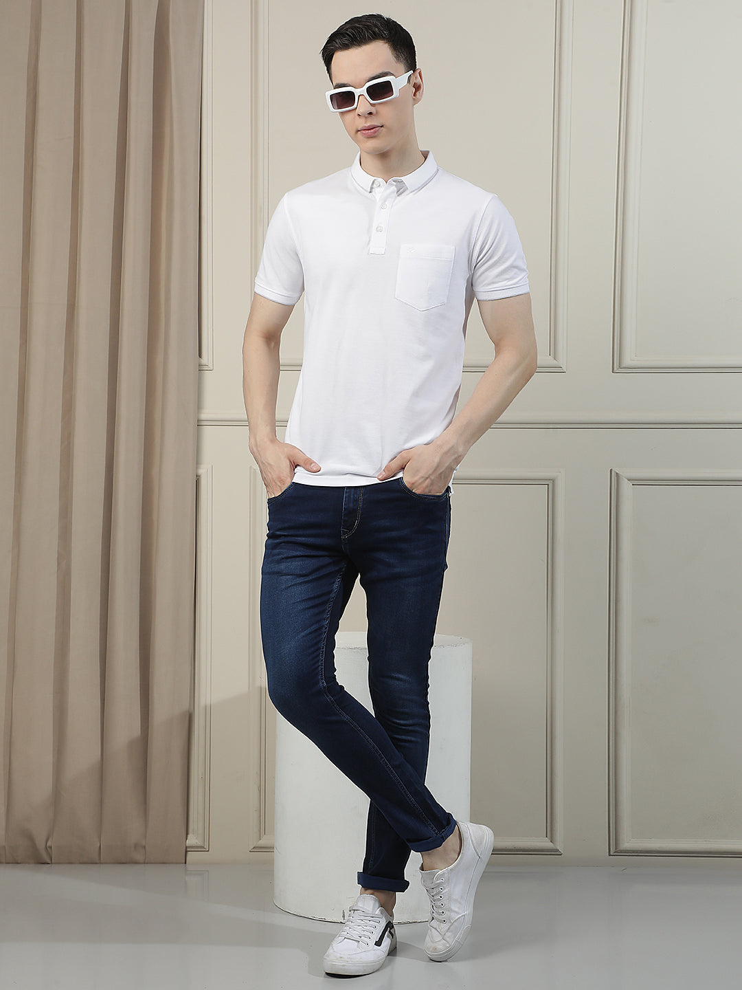 Navy Blue Skinny Jeans-Men Jeans-Crimsoune Club