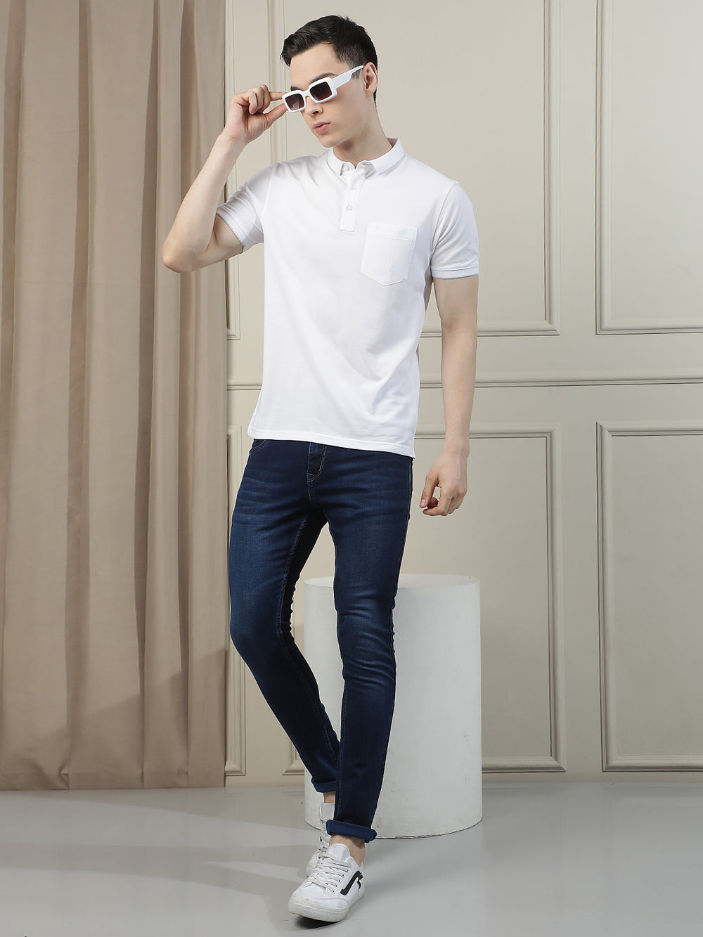 Navy Blue Skinny Jeans-Men Jeans-Crimsoune Club