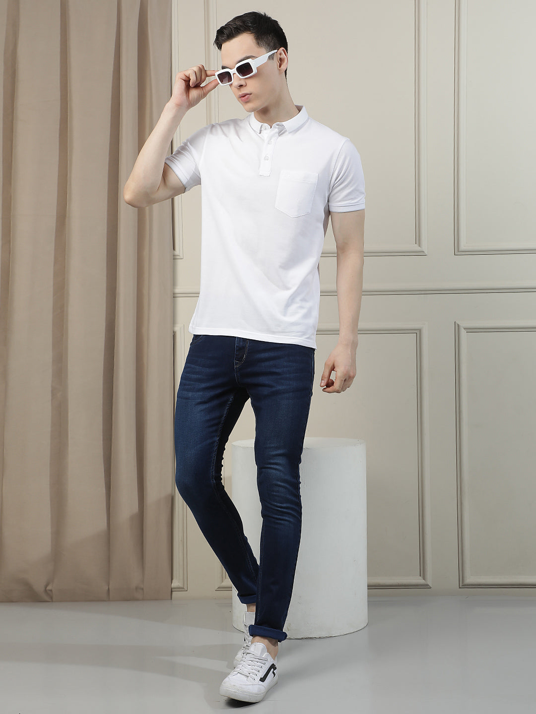 Navy Blue Skinny Jeans-Men Jeans-Crimsoune Club