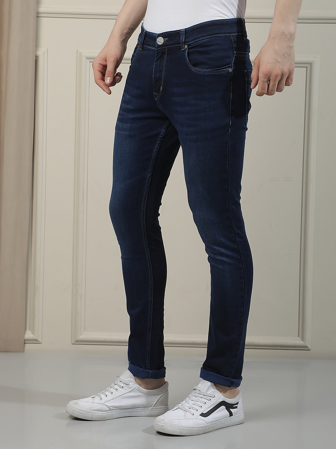 Navy Blue Skinny Jeans-Men Jeans-Crimsoune Club