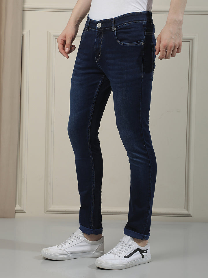 Navy Blue Skinny Jeans-Men Jeans-Crimsoune Club