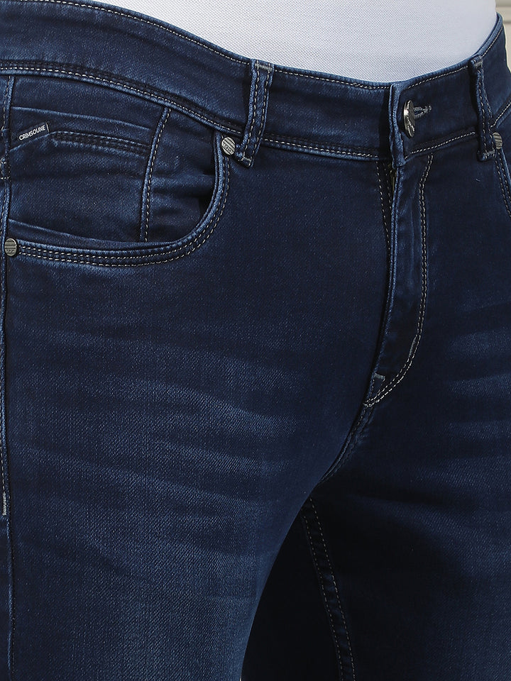 Navy Blue Skinny Jeans-Men Jeans-Crimsoune Club