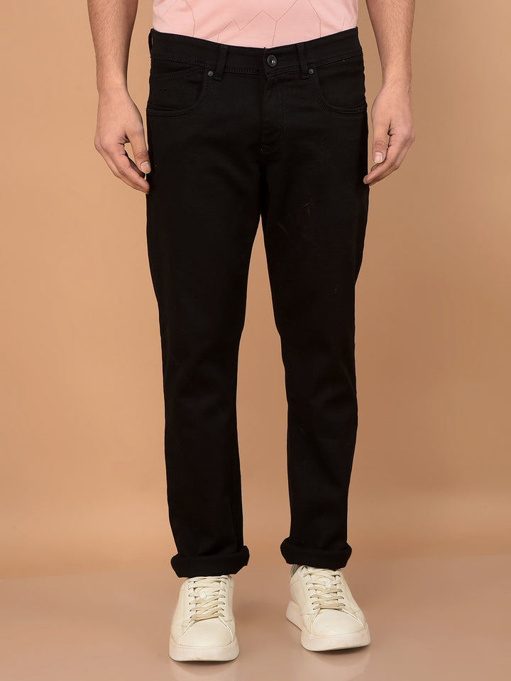 Black Straight Jeans-Men Jeans-Crimsoune Club