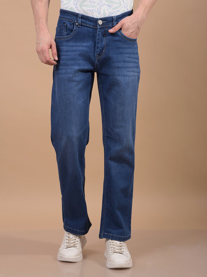 Blue Baggy Jeans-Men Jeans-Crimsoune Club