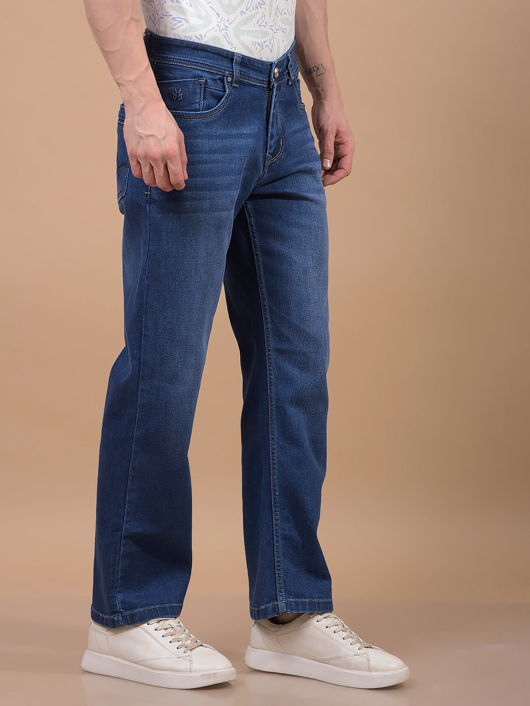 Blue Baggy Jeans-Men Jeans-Crimsoune Club