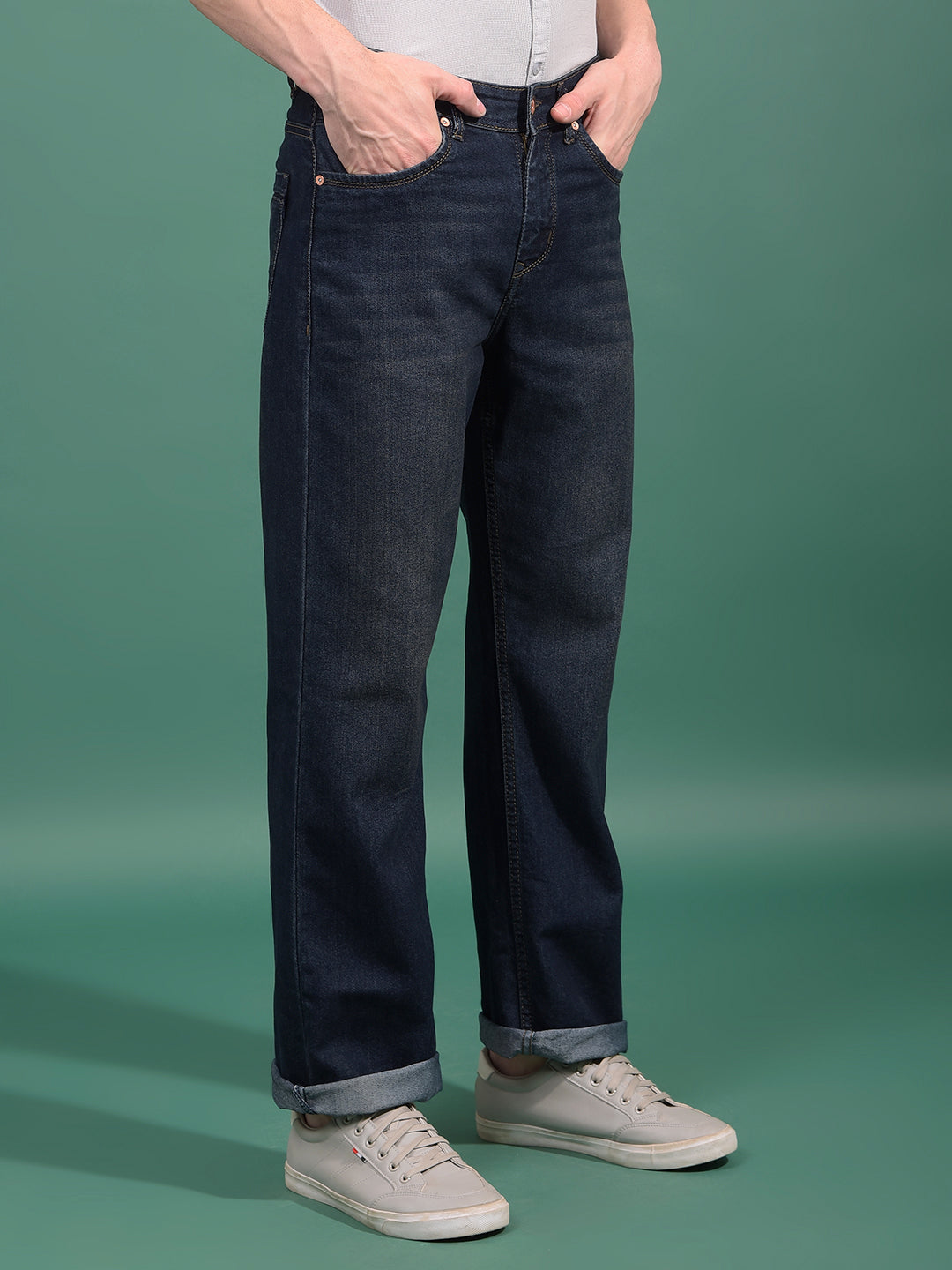 Blue Baggy Jeans-Men Jeans-Crimsoune Club