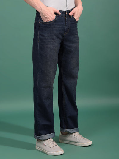 Blue Baggy Jeans-Men Jeans-Crimsoune Club