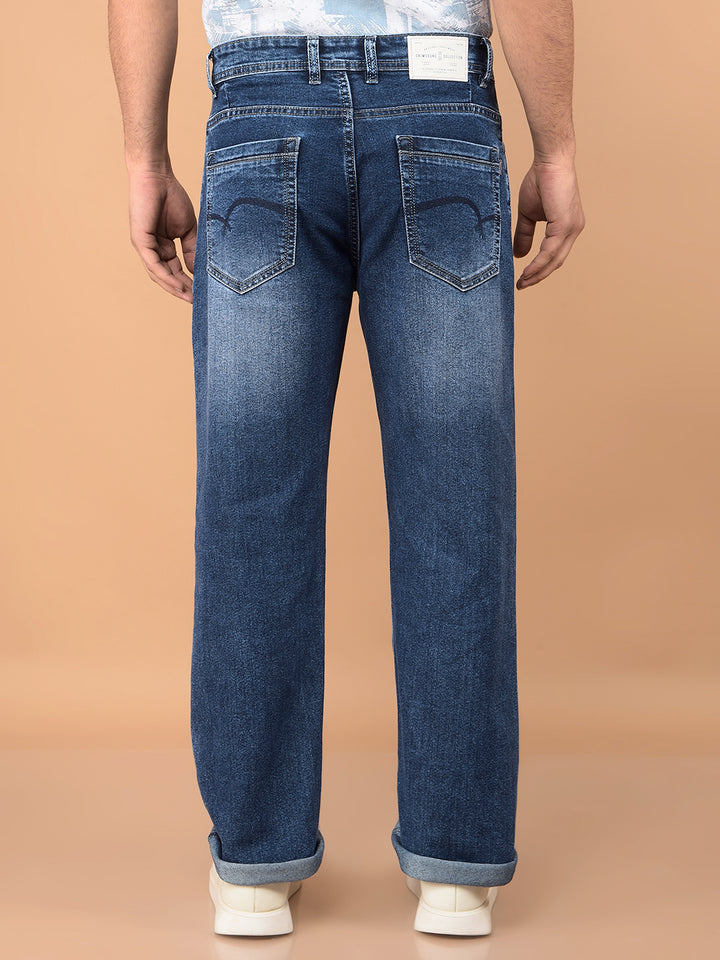 Blue Baggy Jeans-Men Jeans-Crimsoune Club