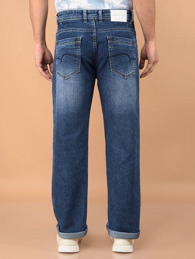 Blue Baggy Jeans-Men Jeans-Crimsoune Club