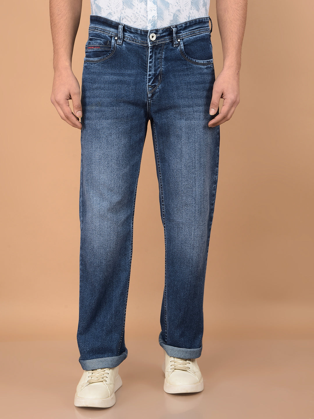 Blue Baggy Jeans-Men Jeans-Crimsoune Club