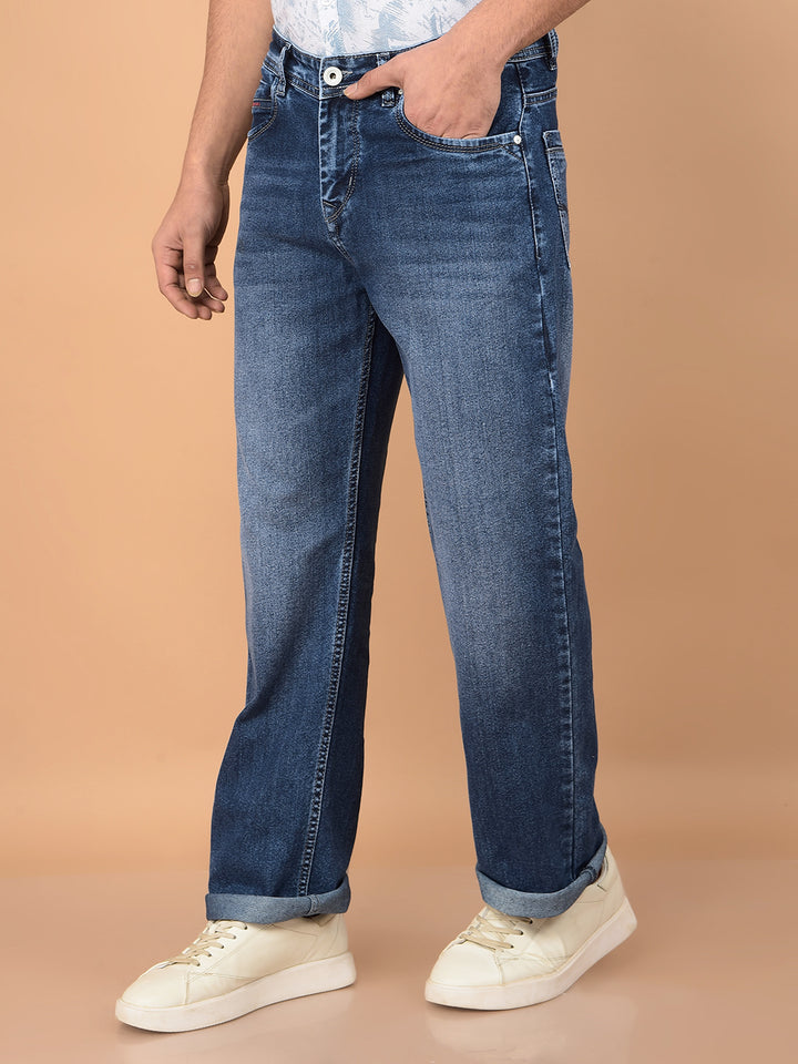 Blue Baggy Jeans-Men Jeans-Crimsoune Club