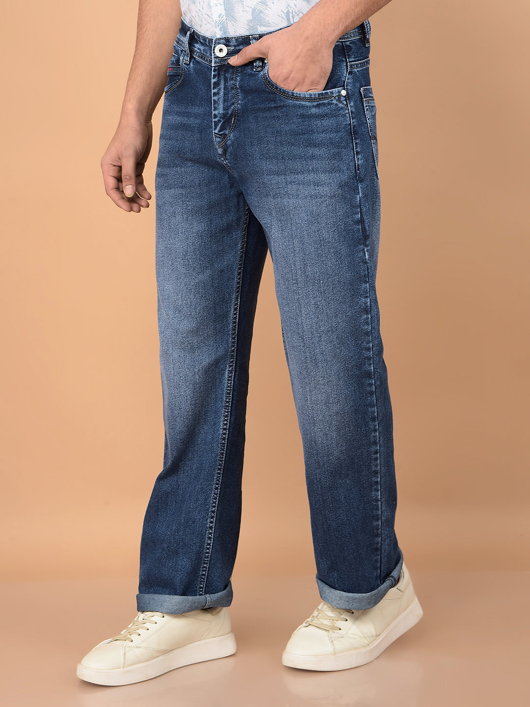 Blue Baggy Jeans-Men Jeans-Crimsoune Club