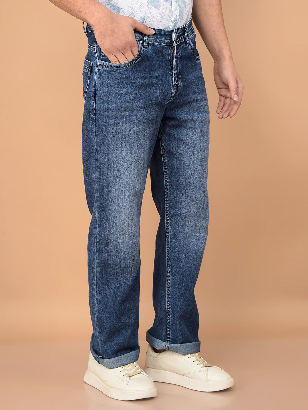 Blue Baggy Jeans-Men Jeans-Crimsoune Club