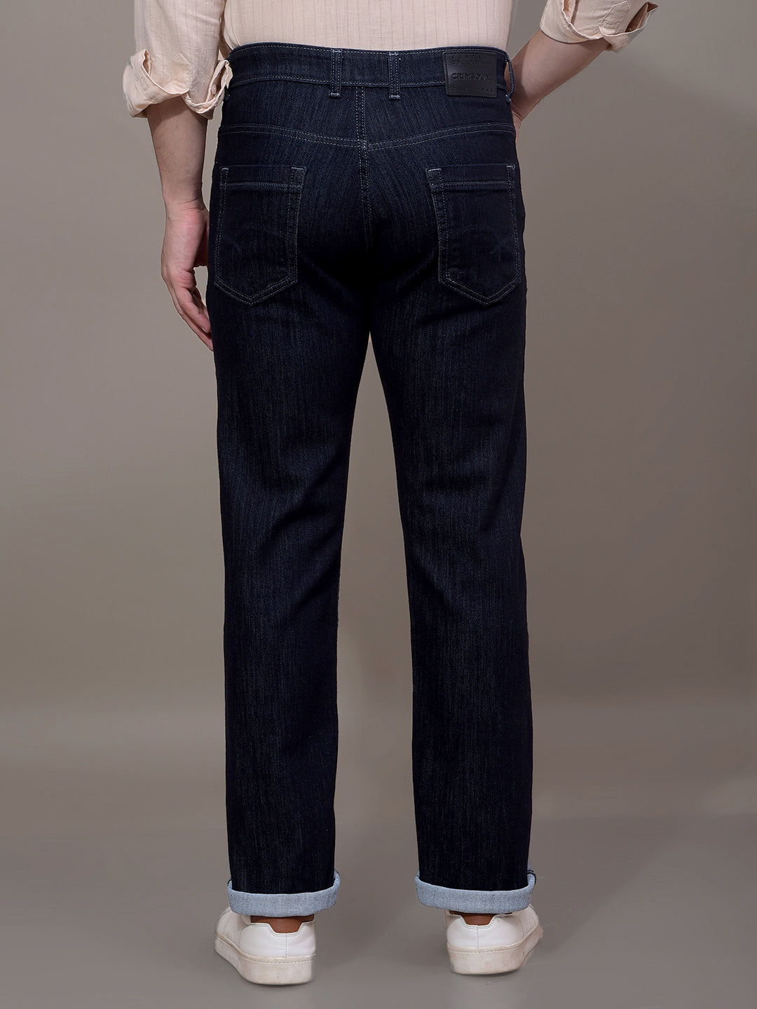 Navy Blue Straight Jeans-Men Jeans-Crimsoune Club