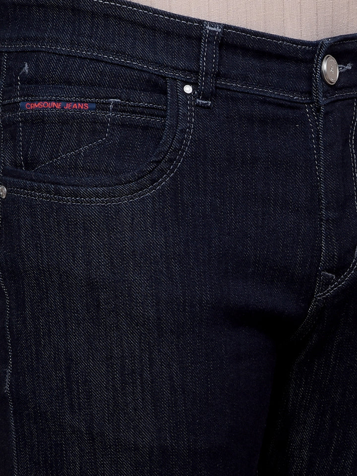 Navy Blue Straight Jeans-Men Jeans-Crimsoune Club