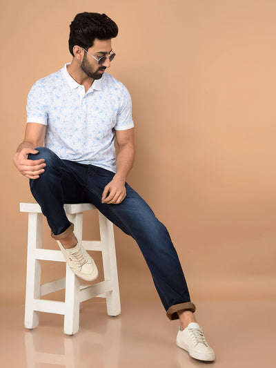 Navy Blue Straight Jeans-Men Jeans-Crimsoune Club
